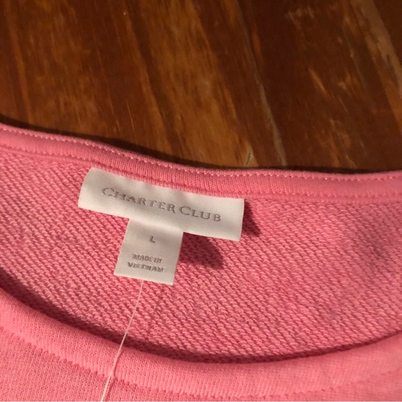 NWT Charter Club pink & gold heart buttons sweatshirt L - Picture 5 of 6